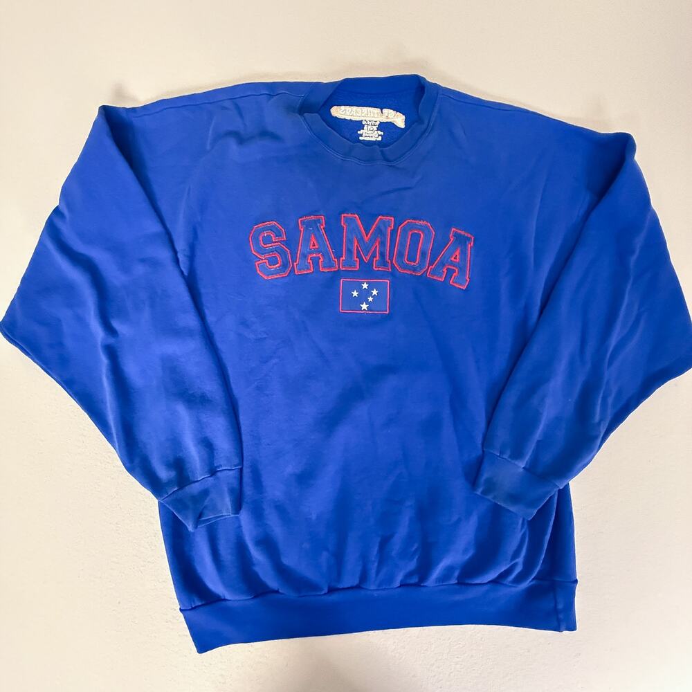 Samoa Crewneck Sweatshirt Blue Samoan Heritage Graphic Pullover Casual Soft